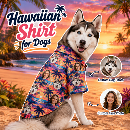 Personalized Dog Face Hawaiian Shirt, Custom Pet Vacation Shirt, Tropical Summer Gift THUC99