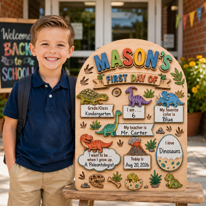 Custom Name First Day of School Sign, Personalized Last Day School Keepsake Board THUC99