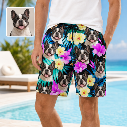 Custom Pet Face Swim Shorts Personalized Dog Photo Beach Trunks for Vacation THUC99
