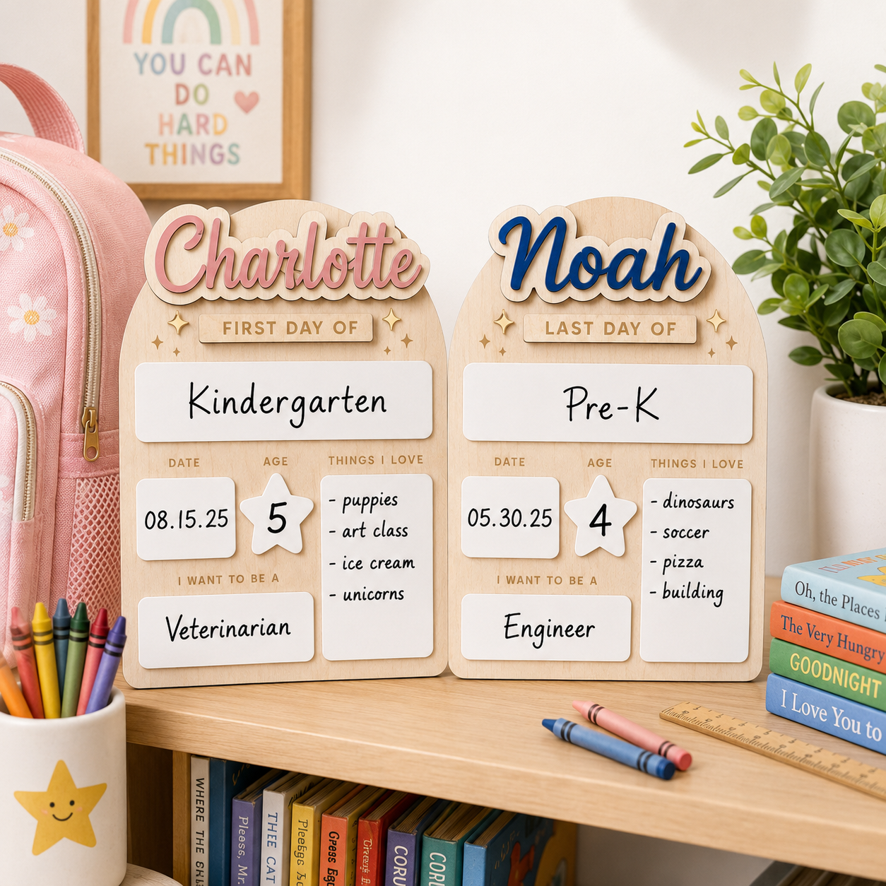 Custom Kids School Milestone Sign, First and Last Day Photo Board THUC99