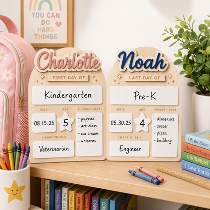 Custom Kids School Milestone Sign, First and Last Day Photo Board THUC99
