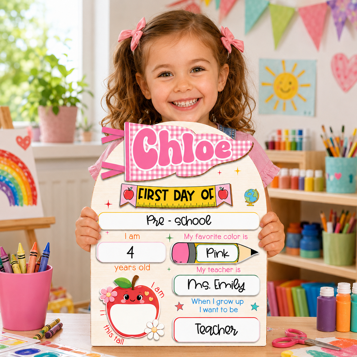 Personalized Back to School Photo Prop, Custom Acrylic Wood School Sign THUC99