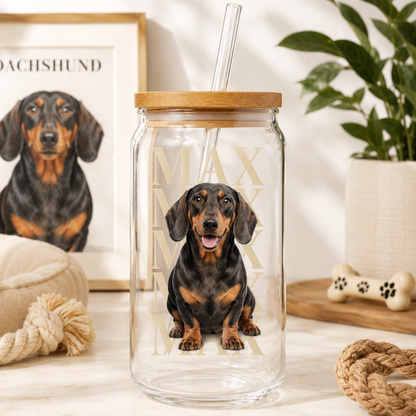 Custom Dog Mom Glass Tumbler – Personalized 16oz Cup with Lid & Straw THUC99