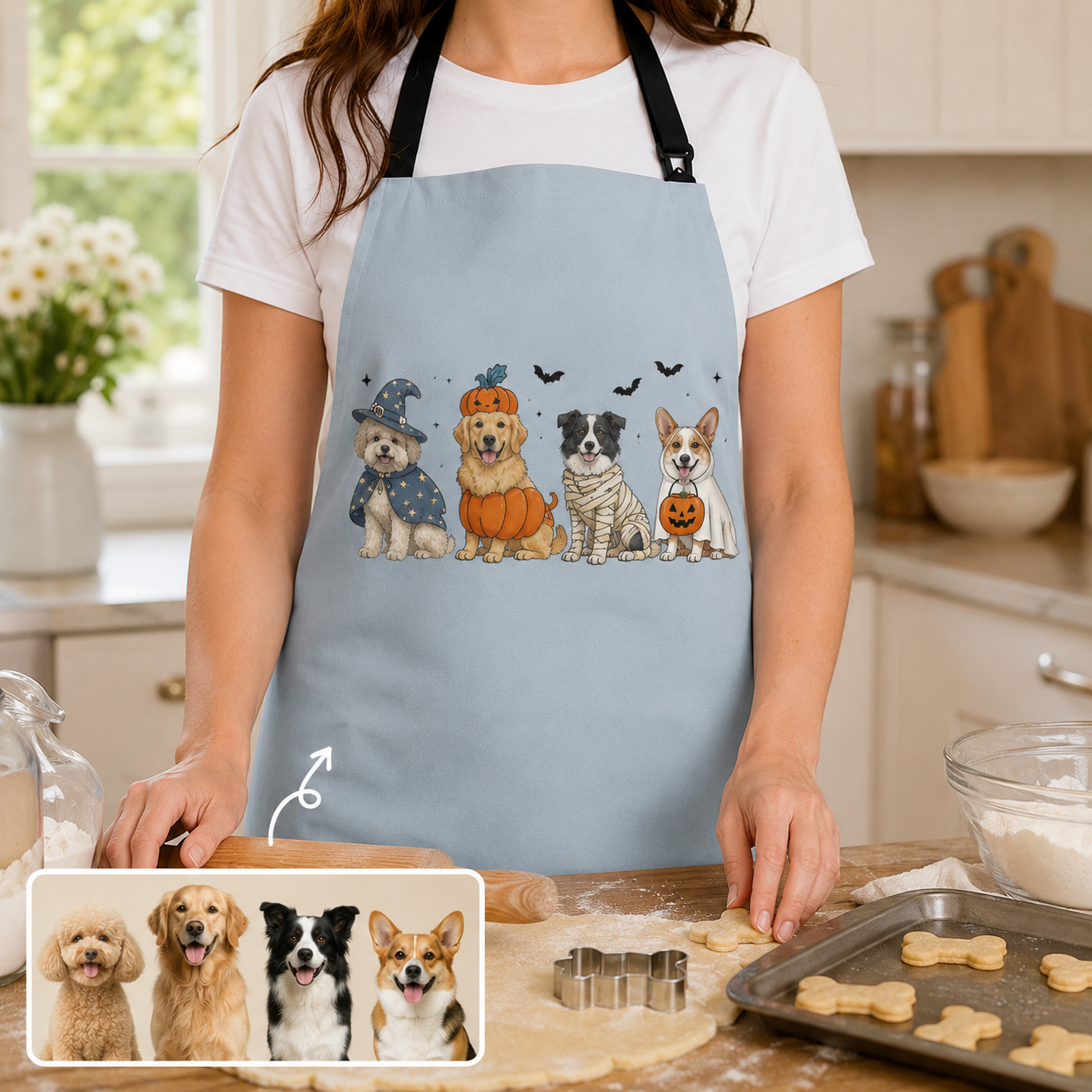 Custom Pet Photo Apron Personalized Dog Lover BBQ Apron, Unique Kitchen Apron Gift for Dog Mom and Dad THUC99
