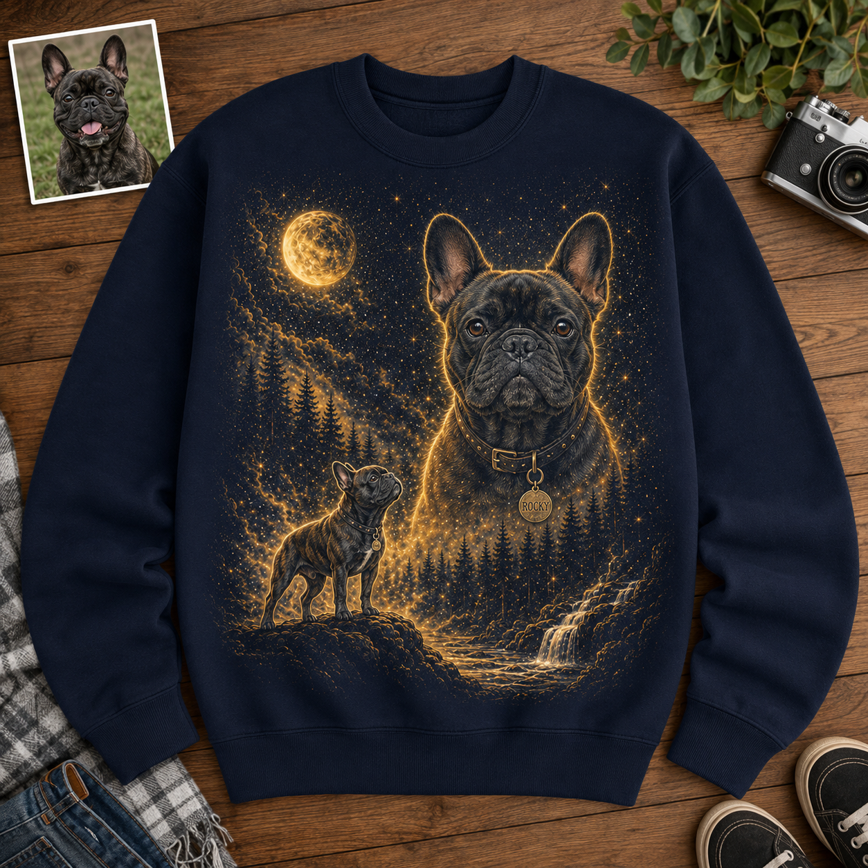 Custom Dog Dad Sweatshirt Personalized Dog Picture Hoodie Gift for Pet Loving Dad THUC99