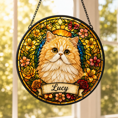 Custom Photo Cat Lover Window Hanging – Personalized Pet Memorial Suncatcher | Sympathy Gift for Cat Owner THUC99