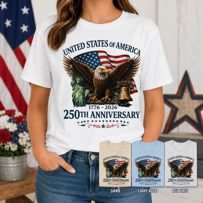 Patriotic USA Freedom Wash Shirt, America 250 Years Anniversary Tee THUC99