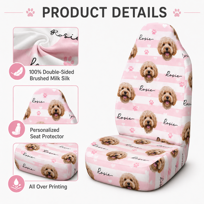 Custom Pet Face Car Seat Cover, Personalized Dog Portrait Auto Seat Cover, Pet Lover Gift THUC99