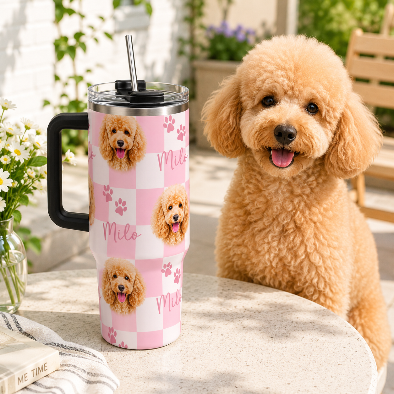 Custom Dog Memorial Photo 40oz Tumbler – Personalized Pet Loss Gift and Keepsake Cup THUC99