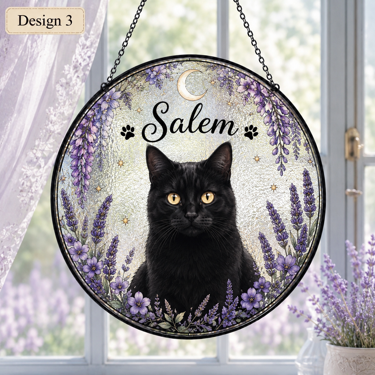 Custom Photo Cat Glass Suncatcher Decor – Personalized Pet Portrait Memorial Gift THUC99