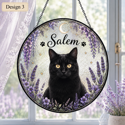 Custom Photo Cat Glass Suncatcher Decor – Personalized Pet Portrait Memorial Gift THUC99