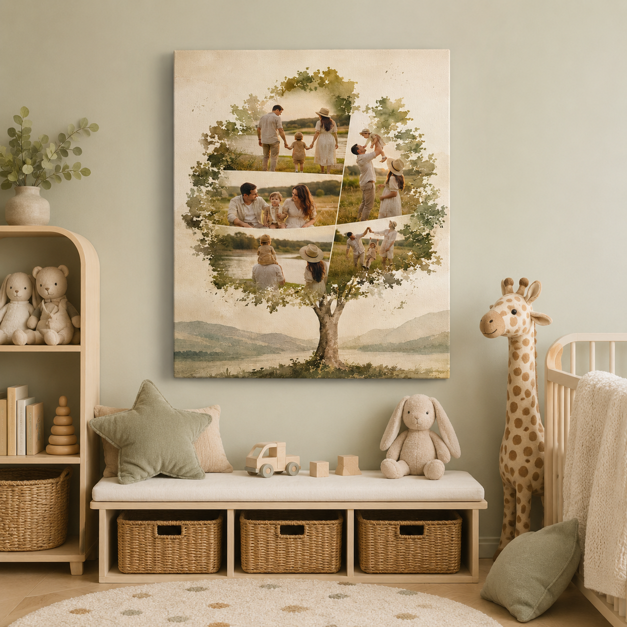 Custom Photo Tree Family Canvas Wall Art - Custom Gift For Dad TOM99