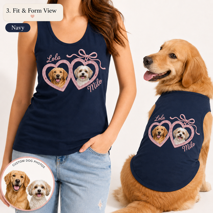 Custom Matching Women’s and Dog Tank Top Set, Custom Pet Photo Owner and Pet Outfit THUC99
