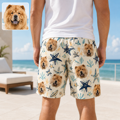 Personalized Custom Dog Picture Beach Shorts Summer Swim Trunks for Men THUC99