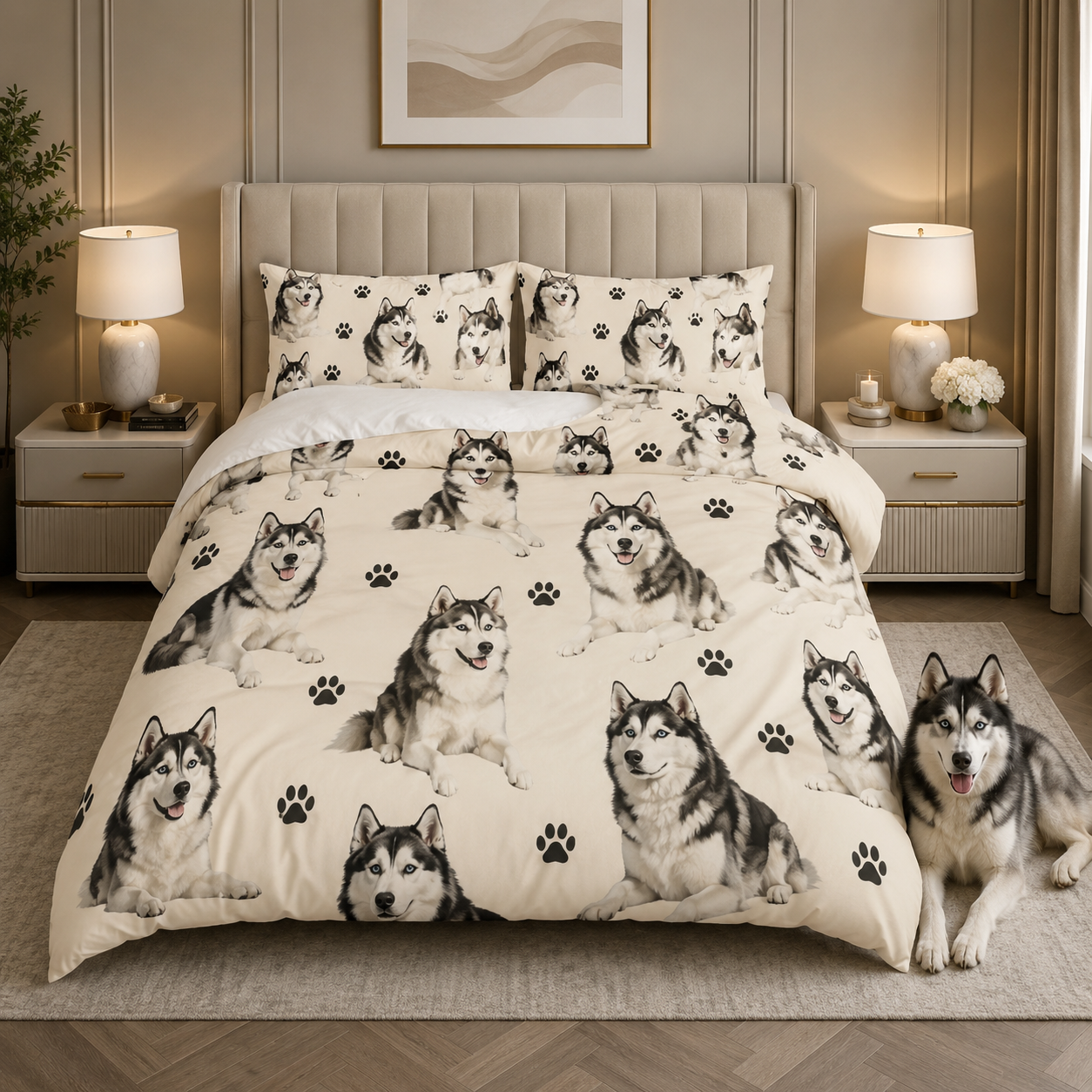 Custom Photo Dog Bedding Set, Personalized Pet Bed Sheet Set Gift For Dog Lover THUC99