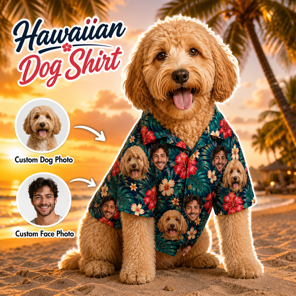Custom Photo Dog Hawaiian Shirt, Personalized Pet Aloha Shirt, Dog Lover Vacation Gift THUC99