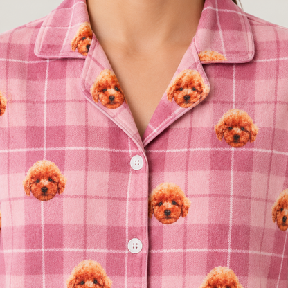 Personalized Pet Photo Pajamas Set for Men Women, Custom Dog Face Matching Sleepwear THUC99