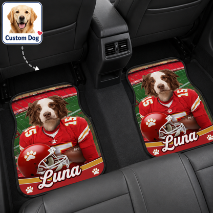 Custom Dog Face Auto Floor Mats, Personalized Football Pet Car Accessories Gift THUC99