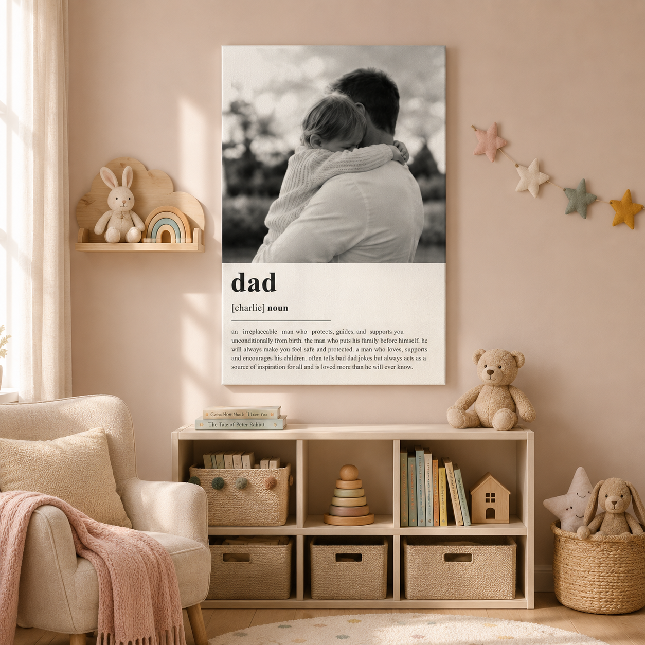 Custom Photo Big Dad Canvas Wall Art - Custom Gift For Dad TOM99