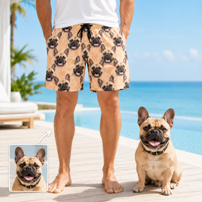 Personalized Custom Dog Picture Beach Shorts Summer Swim Trunks for Men THUC99