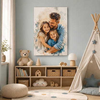 Custom Photo Girl Dad Canvas Wall Art - Custom Gift For Dad TOM99