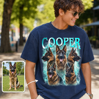 Custom Photo Bootleg Dog Unisex Wash T-Shirt, Personalized Pet Lover Gift | Gift For Dog Lovers THUC99