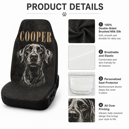 Custom Dog Portrait Car Seat Cover, Personalized Pet Photo Seat Protector, Cute Dog Lover Gift THUC99