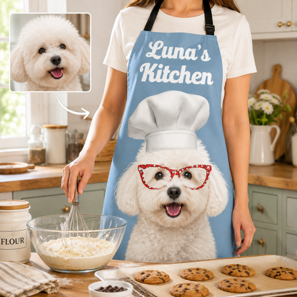 Custom Pet Photo Apron Personalized Dog Lover BBQ Apron, Unique Kitchen Apron Gift for Dog Mom and Dad THUC99