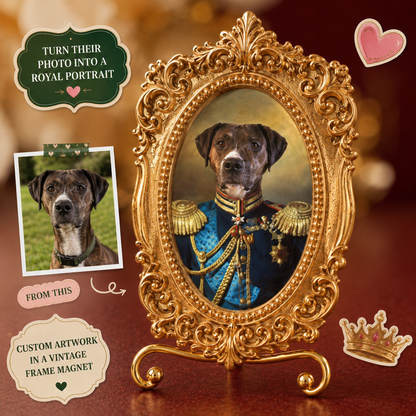 Custom Dog Photo Magnet, Vintage Frame Refrigerator Decor, Personalized Dog Lover Gift THUC99