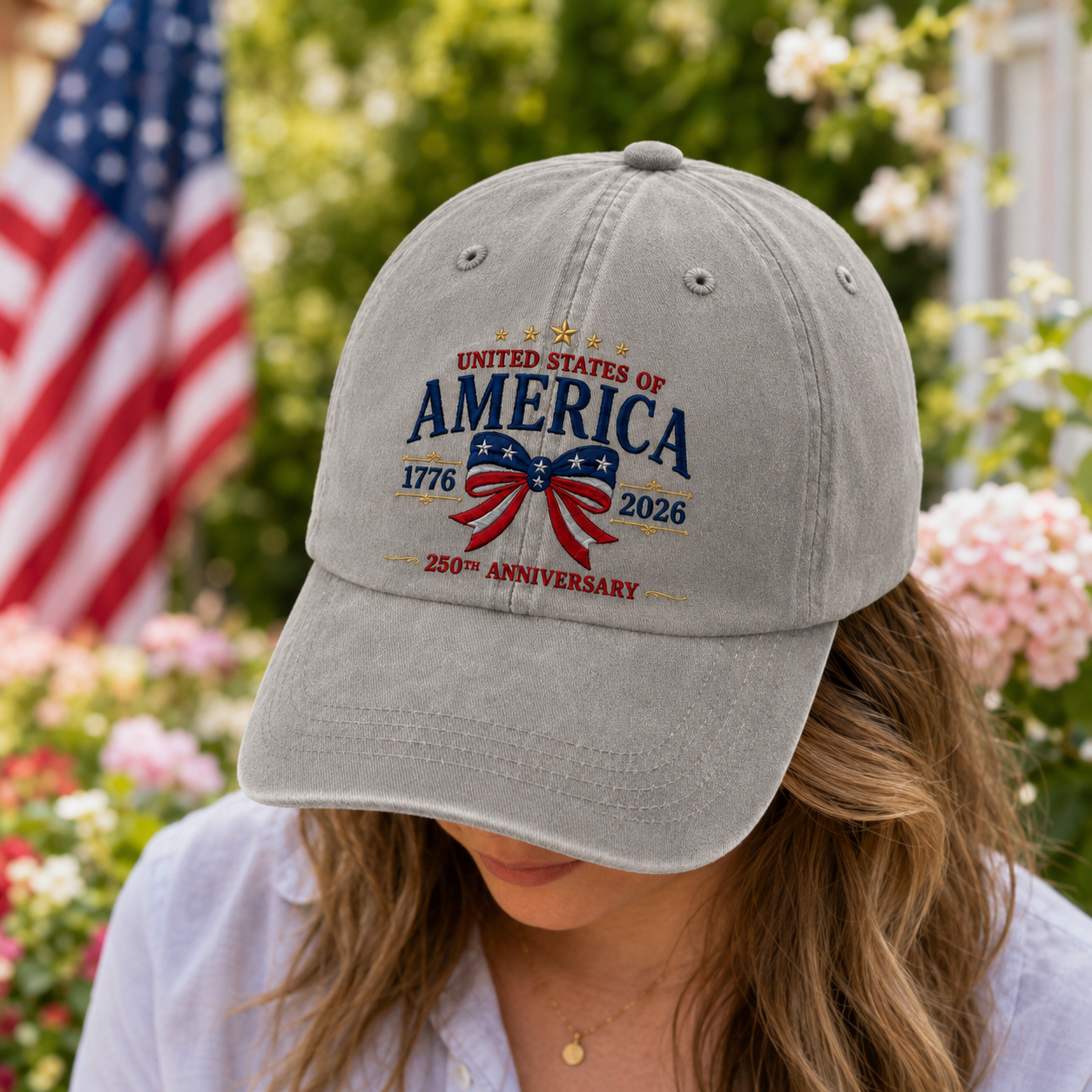 Patriotic USA 250th Anniversary Vintage Hat Embroidered American Freedom Baseball Cap THUC99