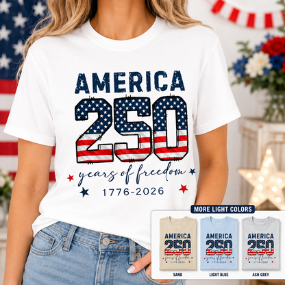 America 250th Celebration T-Shirt, Vintage Freedom Wash Shirt THUC99