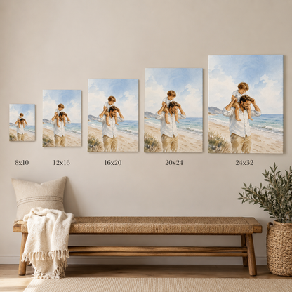 Custom Photo Dad And Son Canvas Wall Art - Custom Gift For Dad TOM99