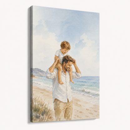Custom Photo Dad And Son Canvas Wall Art - Custom Gift For Dad TOM99