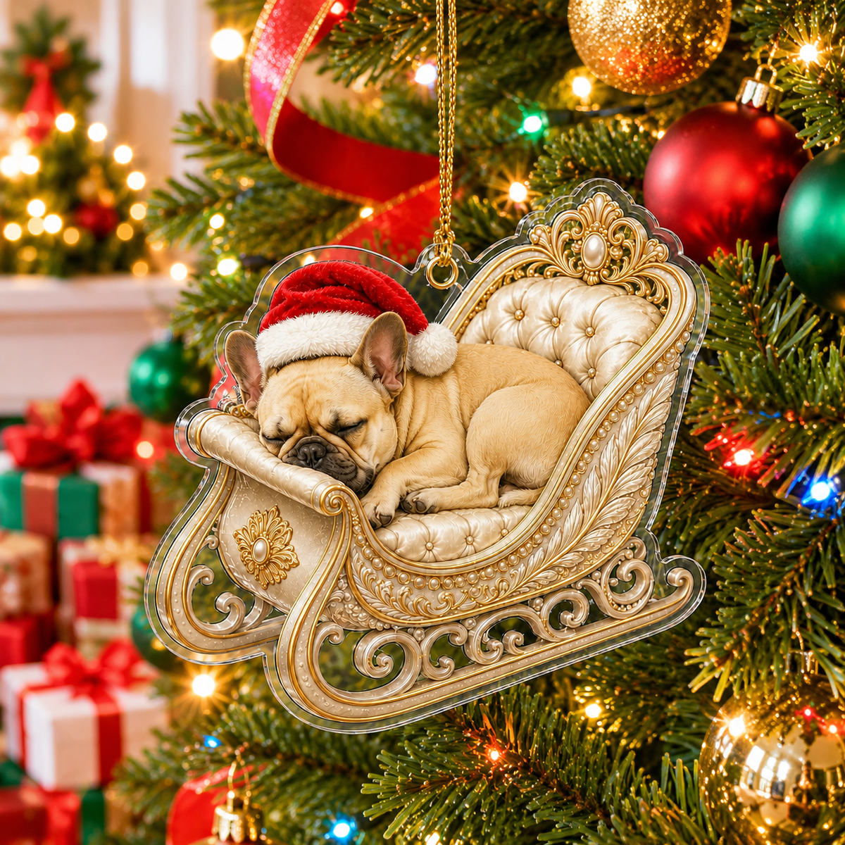 Dog Christmas Sleigh French Bulldog