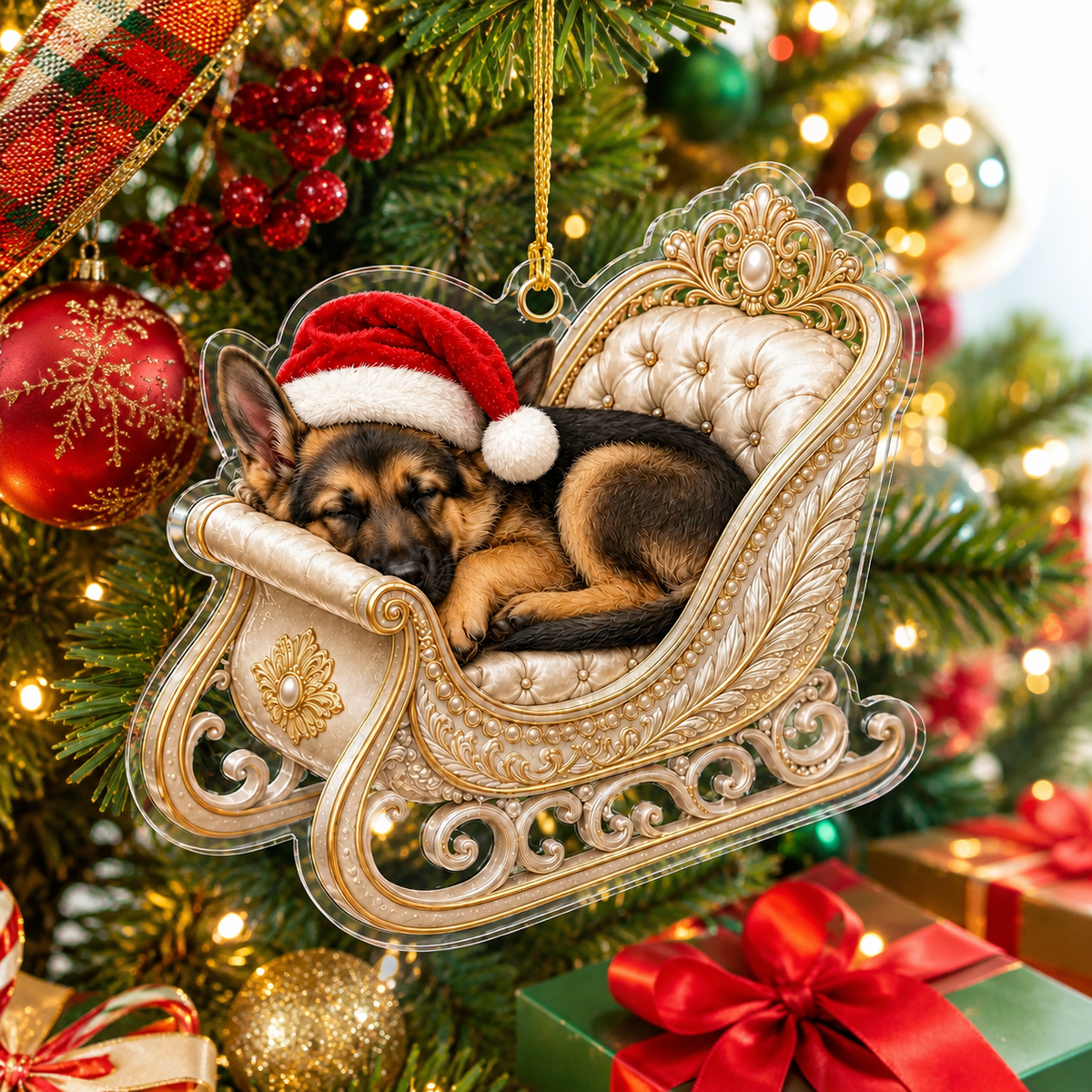 Dog Christmas Sleigh German Shepherd