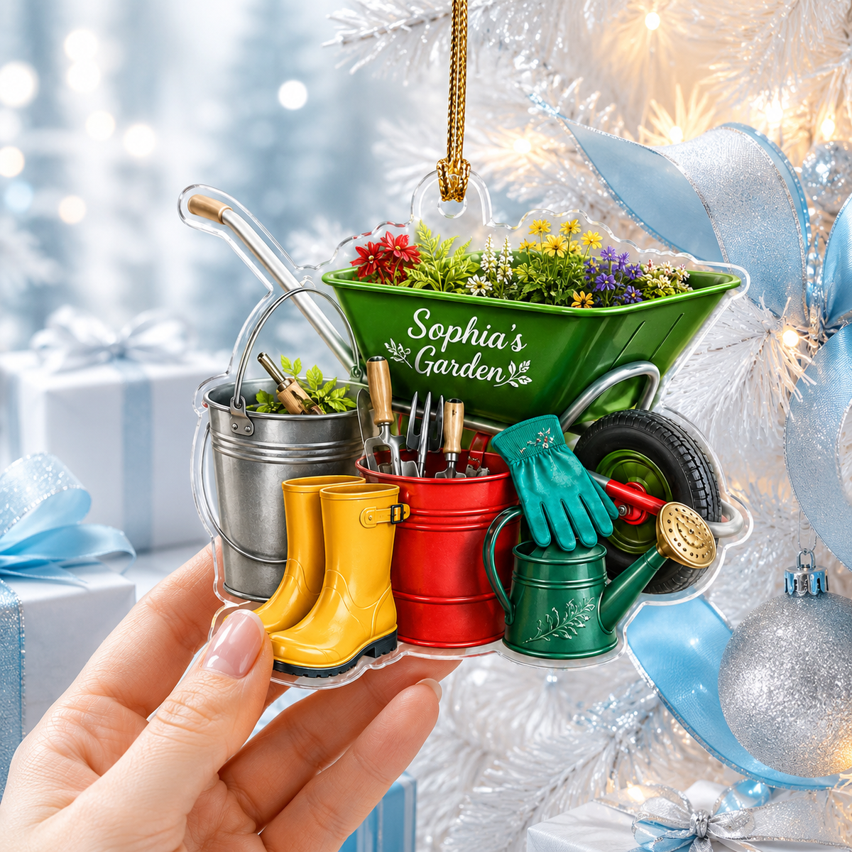 Custom Gardening Holiday Tool Pail Acrylic