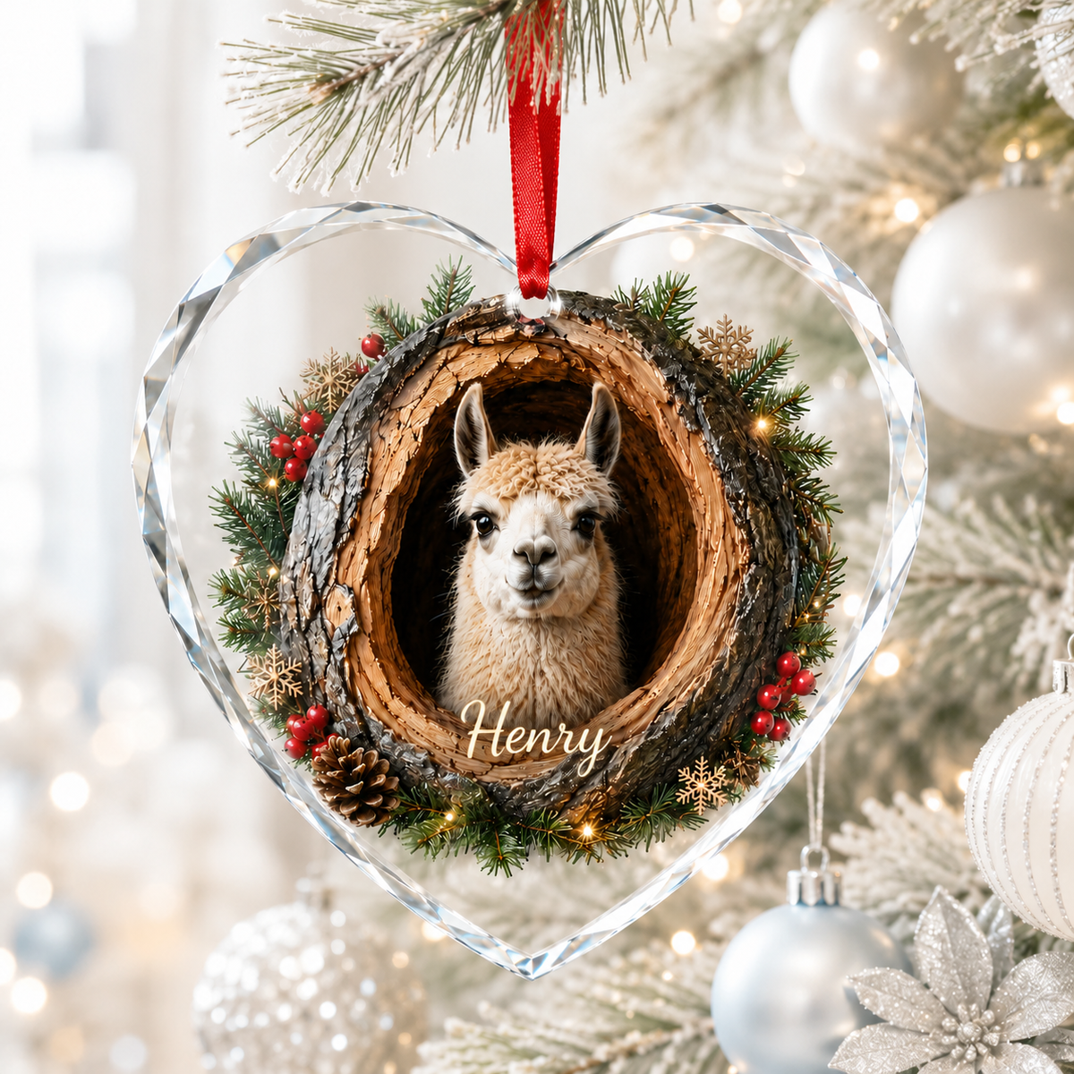 Animal Glass Ornament Tree Hollow Liama