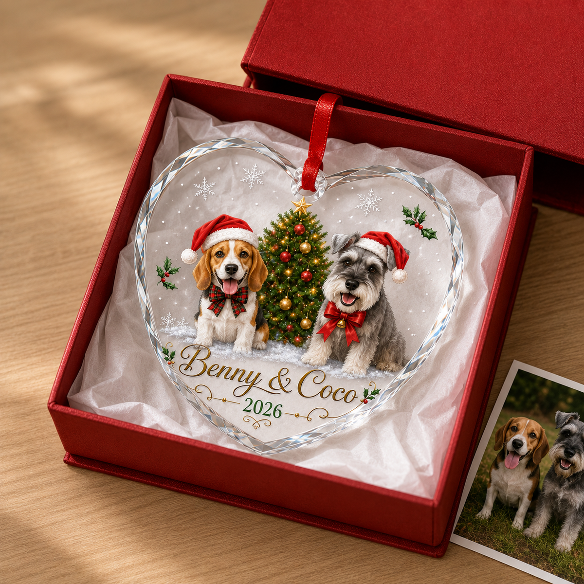Custom Photo Dog Glass Christmas Tree