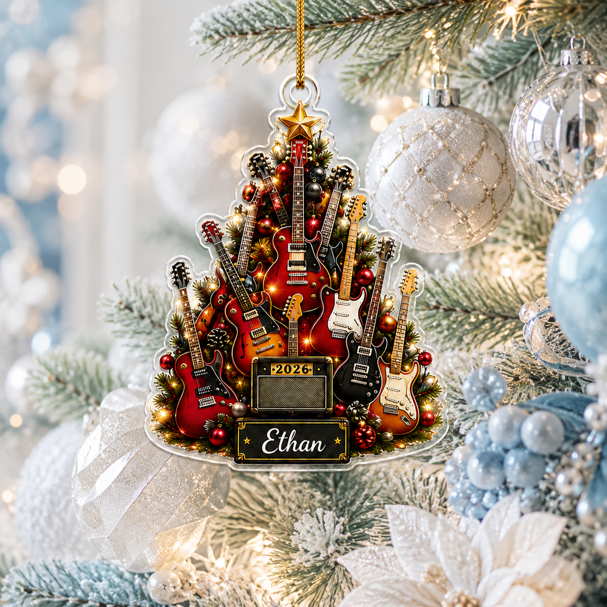 Guitar Custom Name Acrylic - Electric Guitar Christmas Tree