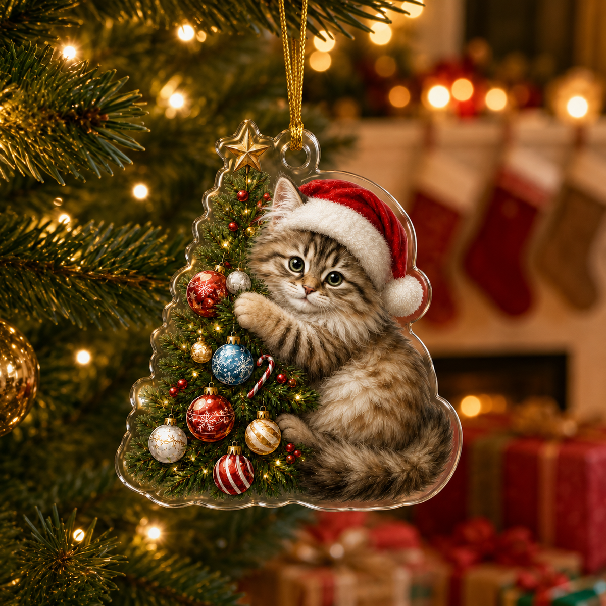 Cat With Christmas Tree Siberian