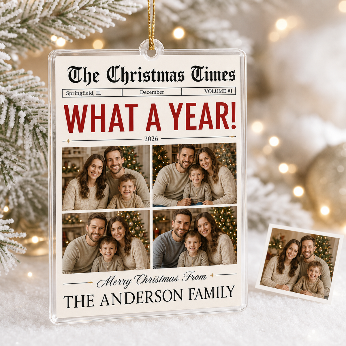 Custom Photo Christmas Newspaper Family