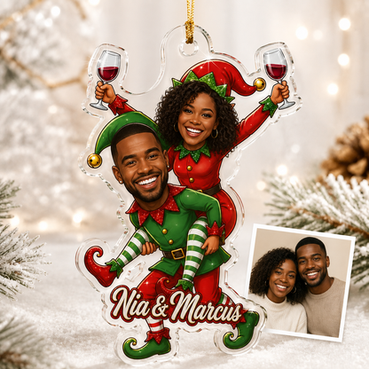 Custom Photo Christmas Elf Couple
