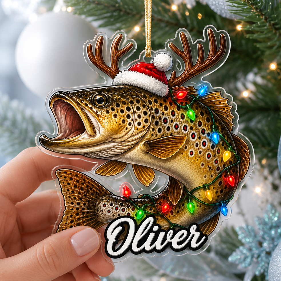 Fishing Christmas Lights Brown Trout Acrylic
