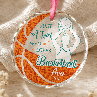 Basketball Glass Ornament - Girl Basketball Player