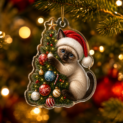 Cat With Christmas Tree Siamese
