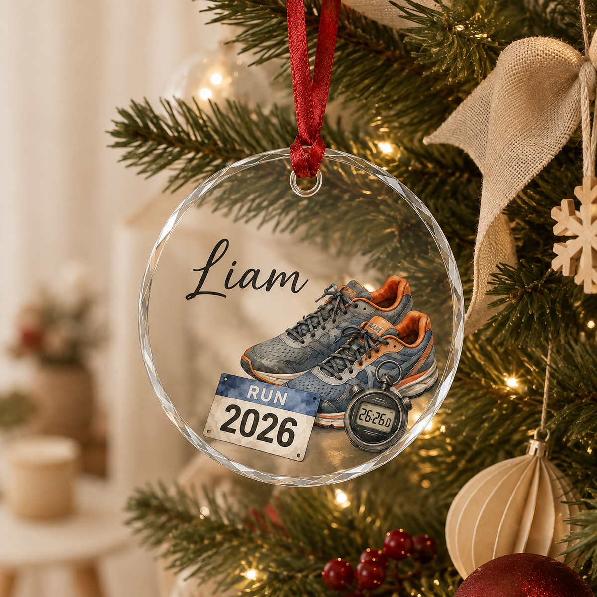 Sport Glass Ornament Running Gear