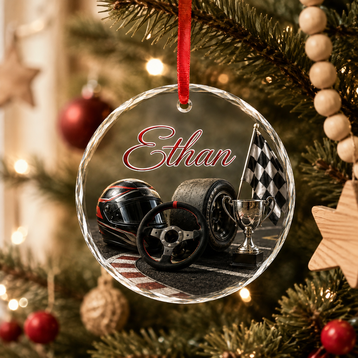 Sports Glass Ornament Racing