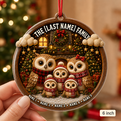 Christmas Family Wood Owl