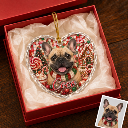 Custom Photo Dog Glass Dog With Gingerbread House