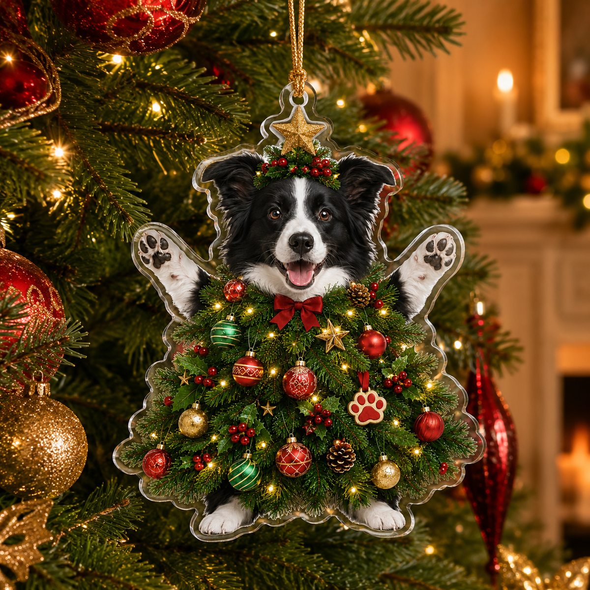 Dog Santa Tree Border Collie
